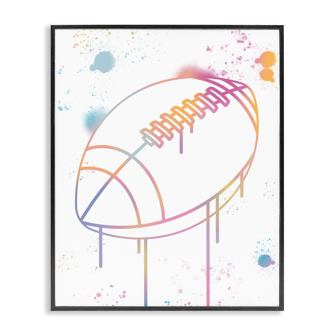 Stupell Industries Graffiti Football Drip Black Framed Giclee Art, design by Marcus Prime